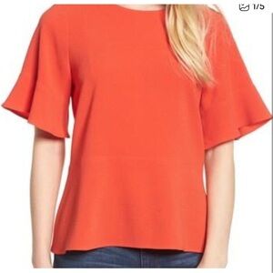 Madewell Flare Hem Top Large Oversized Orange